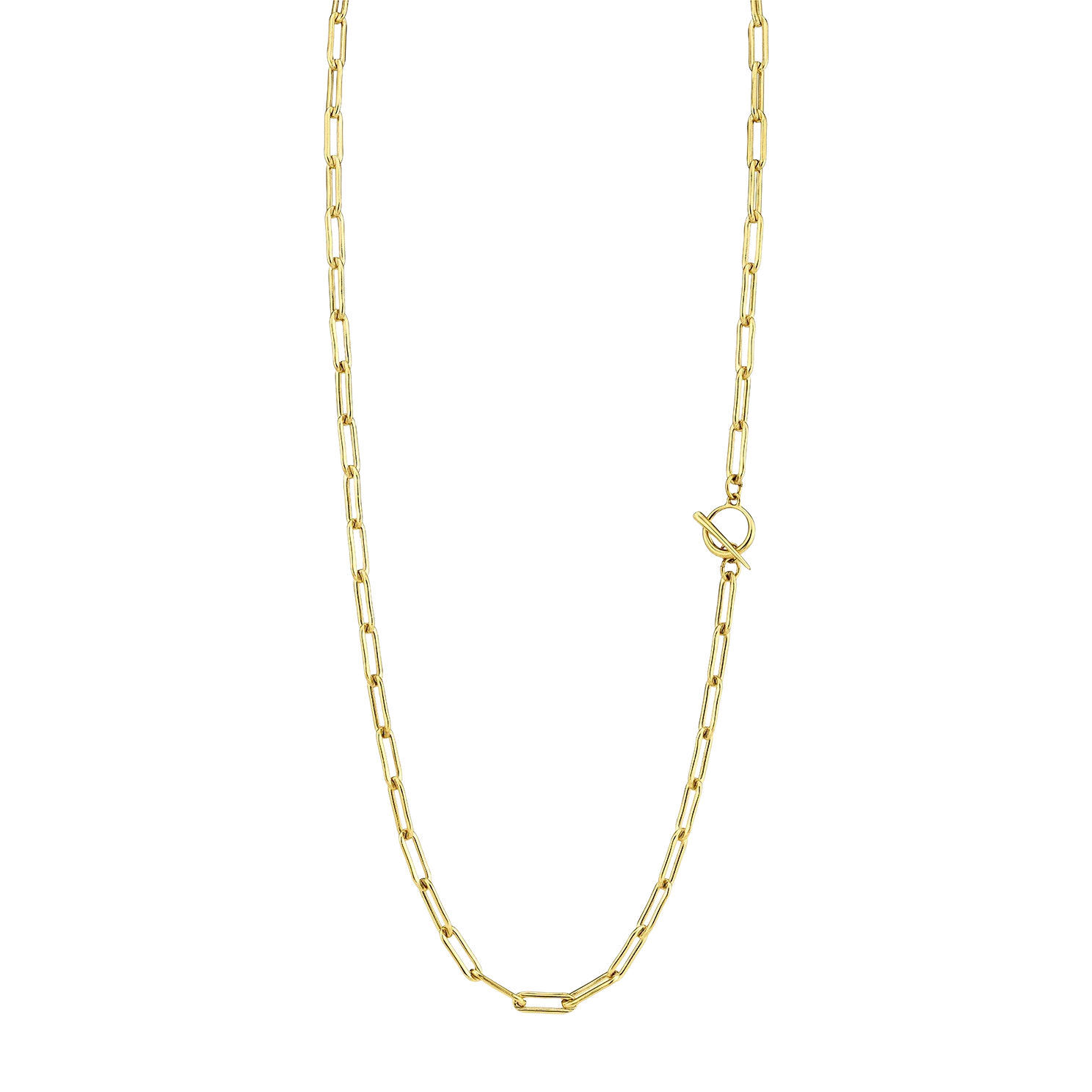 Rectangular Link Chain Necklace with Tusk Clasp