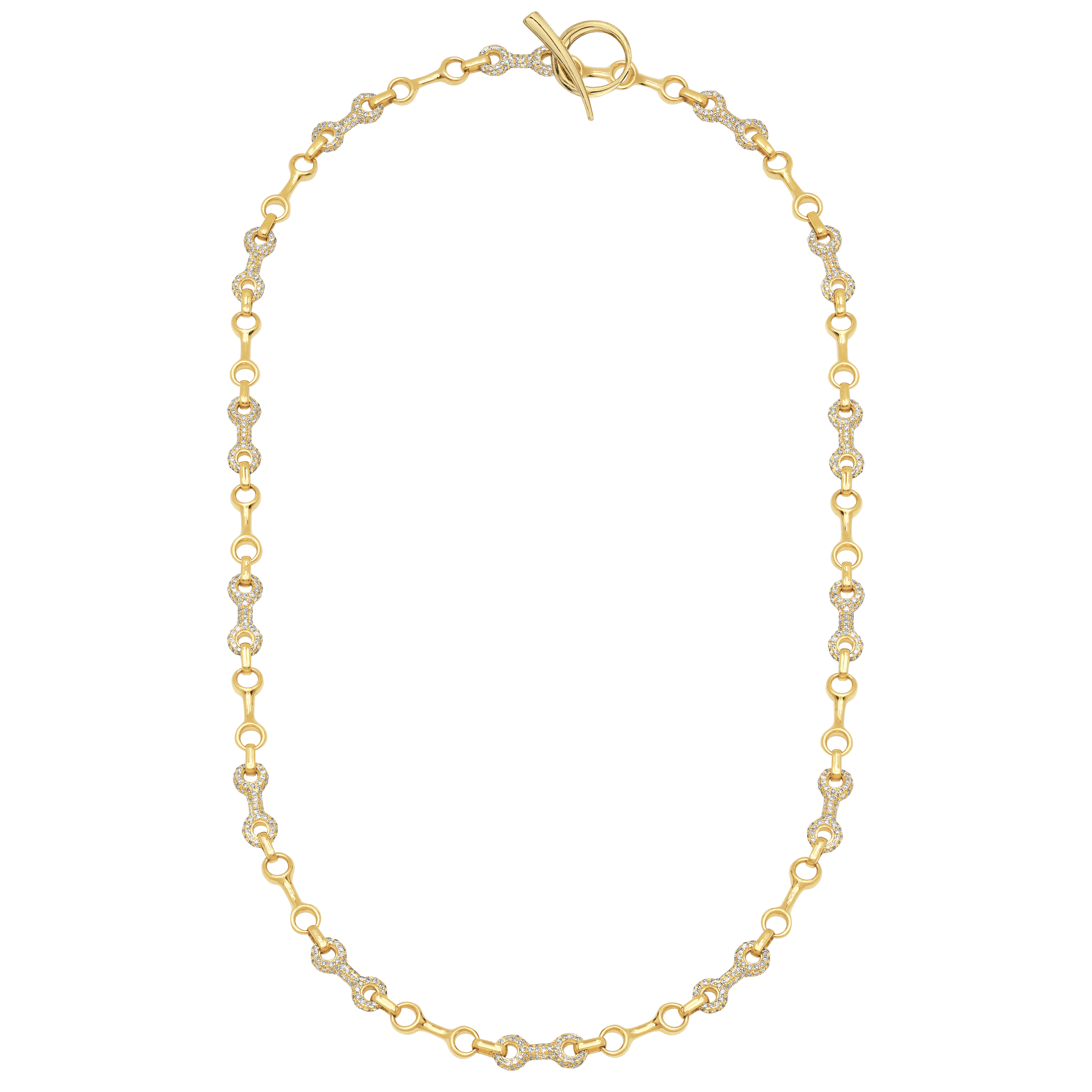 Collier chaîne Alterno à double faisceau de 15 mm avec maillons pavés. 