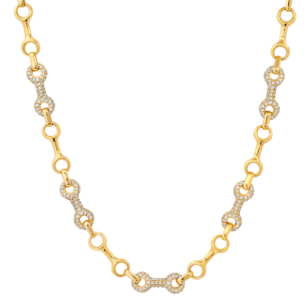 Mini Double Beam Alterno Chain Necklace with Pavé Links