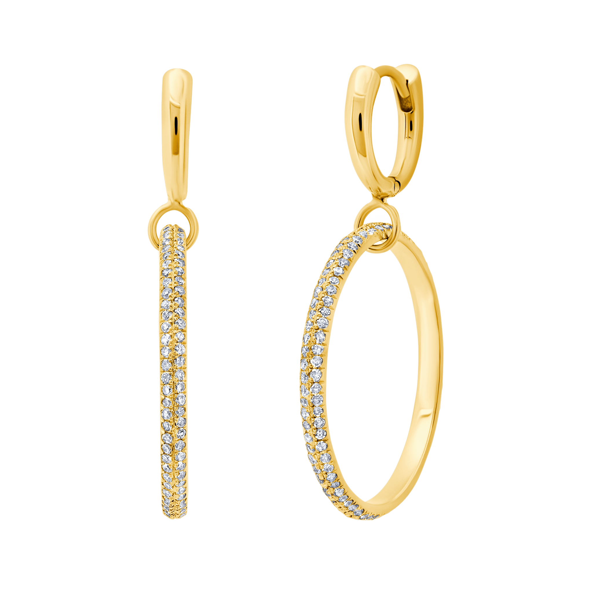 Gold vermeil hoop earrings adorned with white pave diamonds- Gabriela Artigas