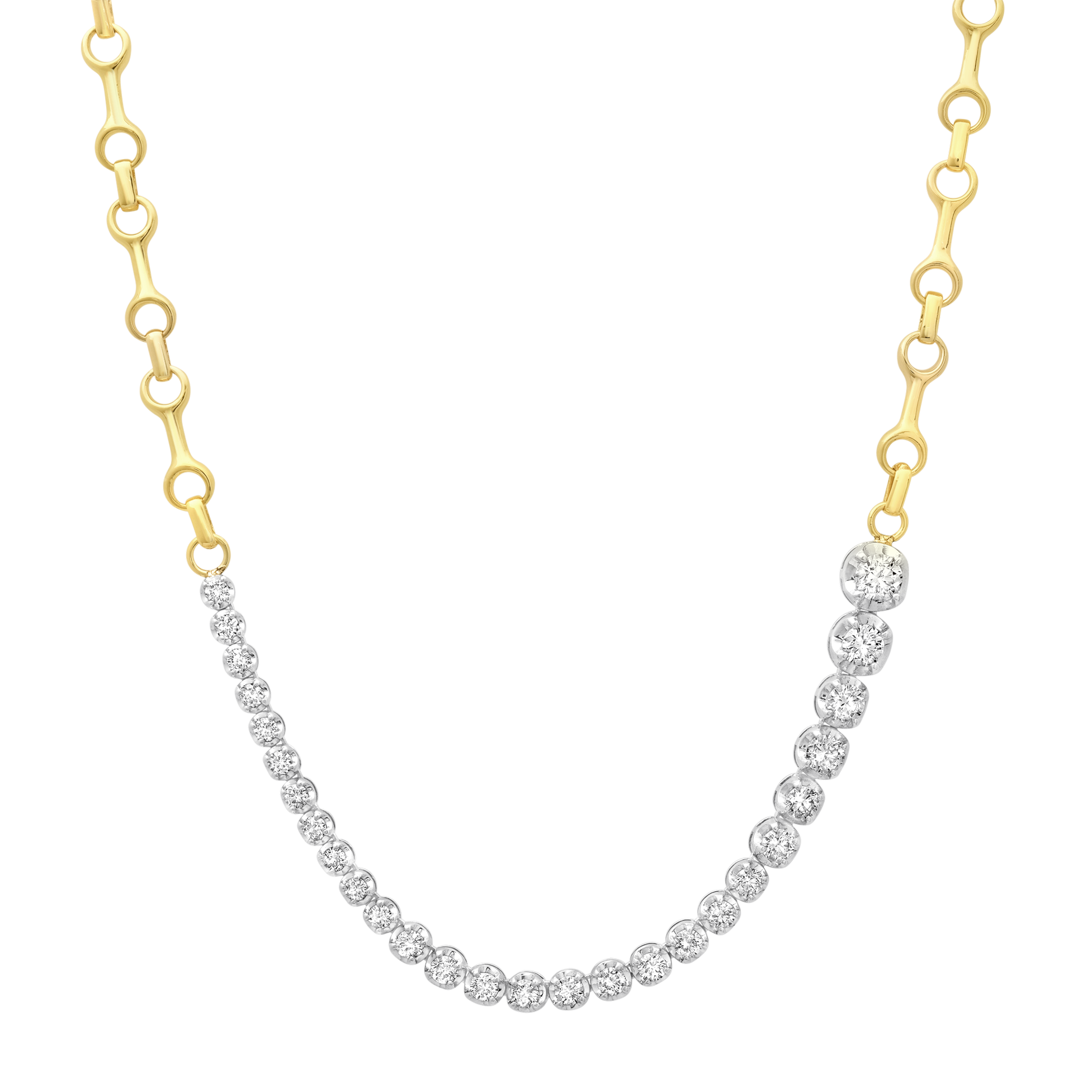 2.97 Ascending Diamonds Tennis Necklace on 15 MM Double Beam Chain