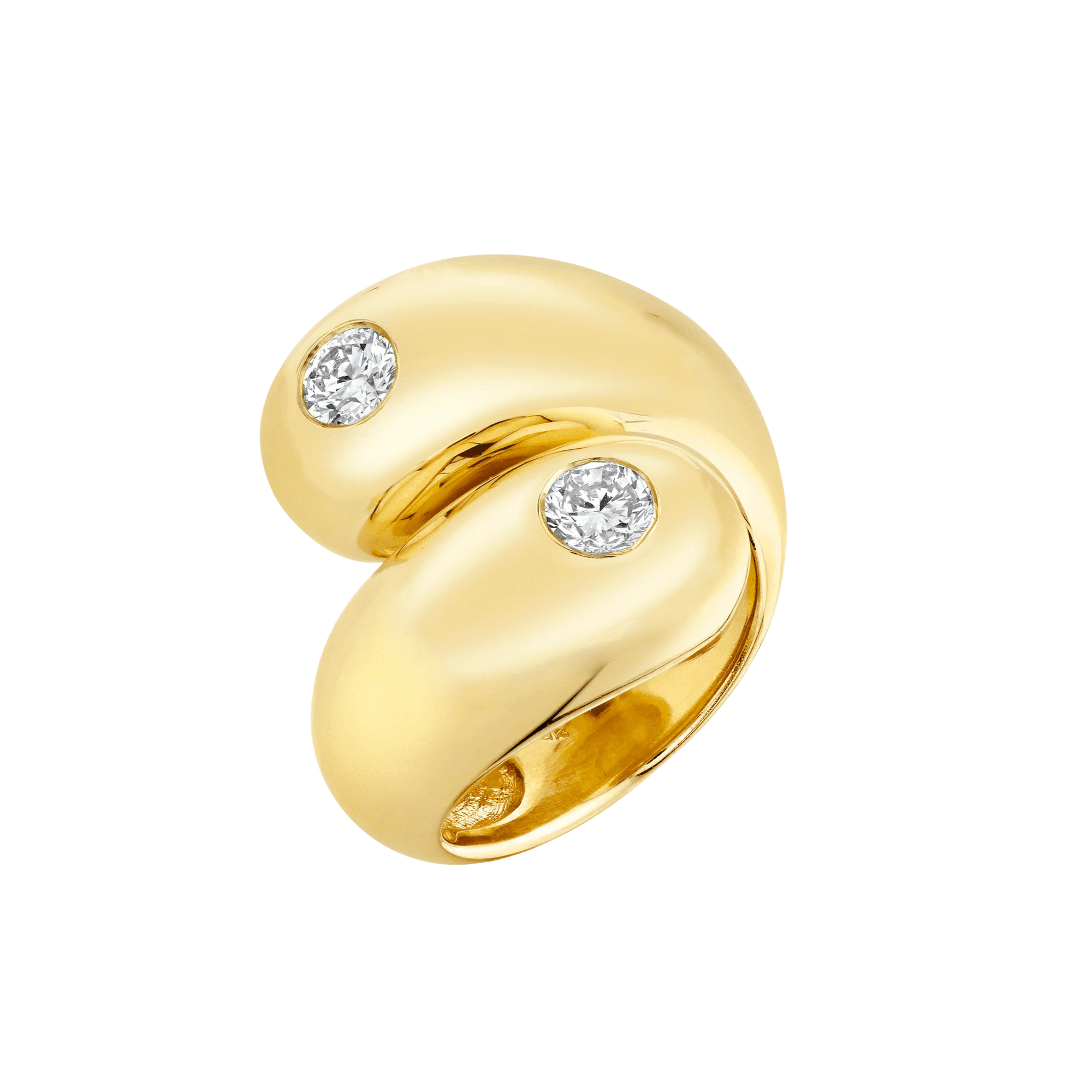 Double apse ring in vermeil gold adorned with double bezel-set diamonds- Gabriela Artigas