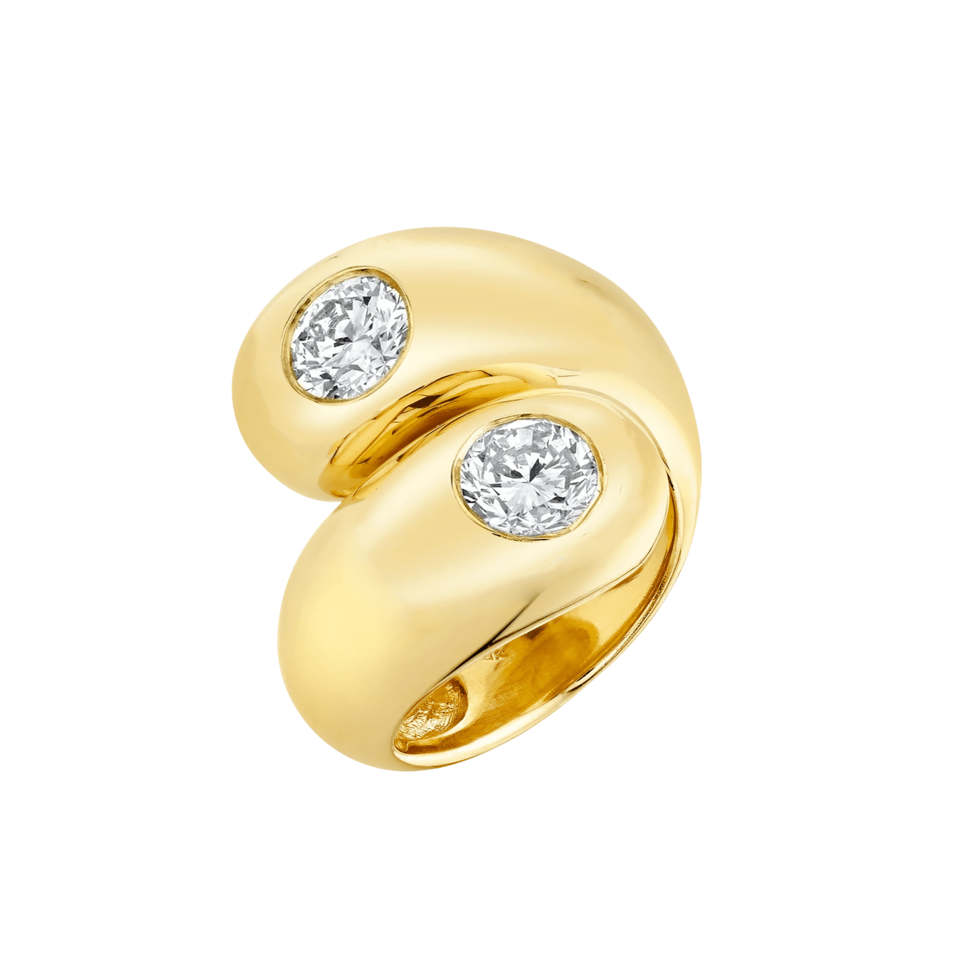 Double apse ring in vermeil gold featuring double bezel-set diamonds- Gabriela Artigas