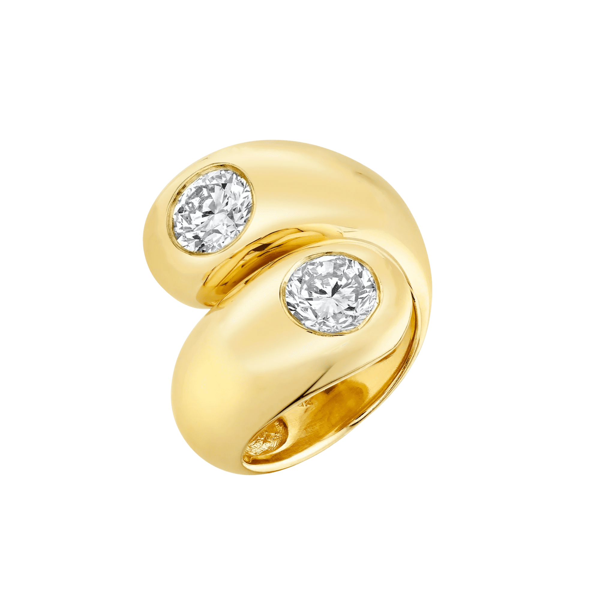 Double Apse Ring with Double Bezel Diamonds