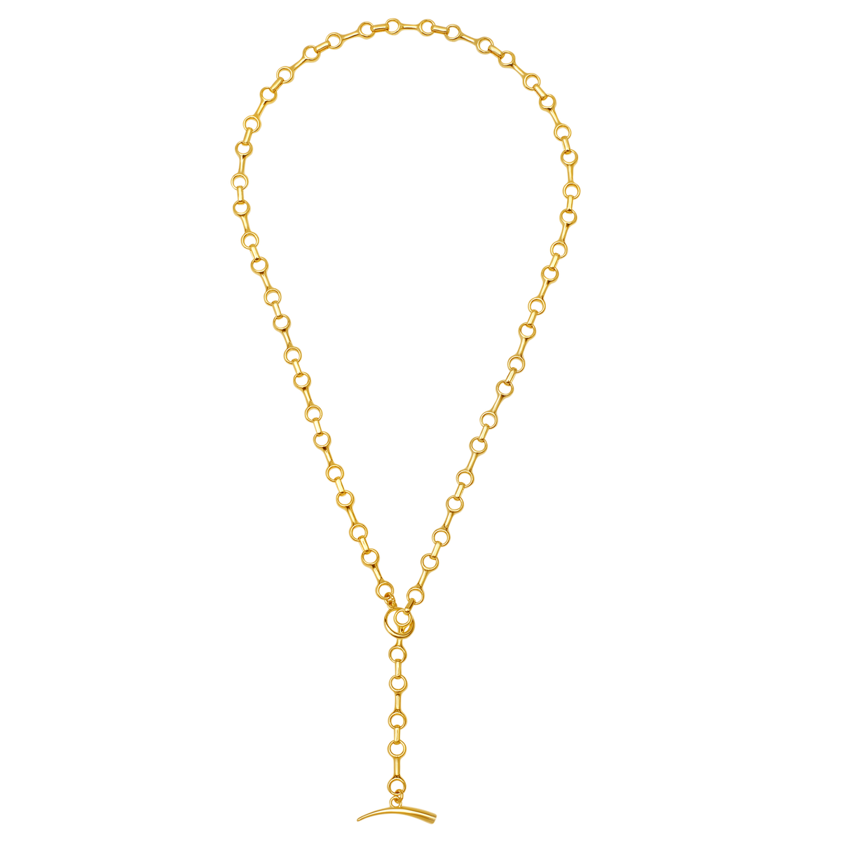 Fine Double Beam Chain Necklace with Tusk Clasp