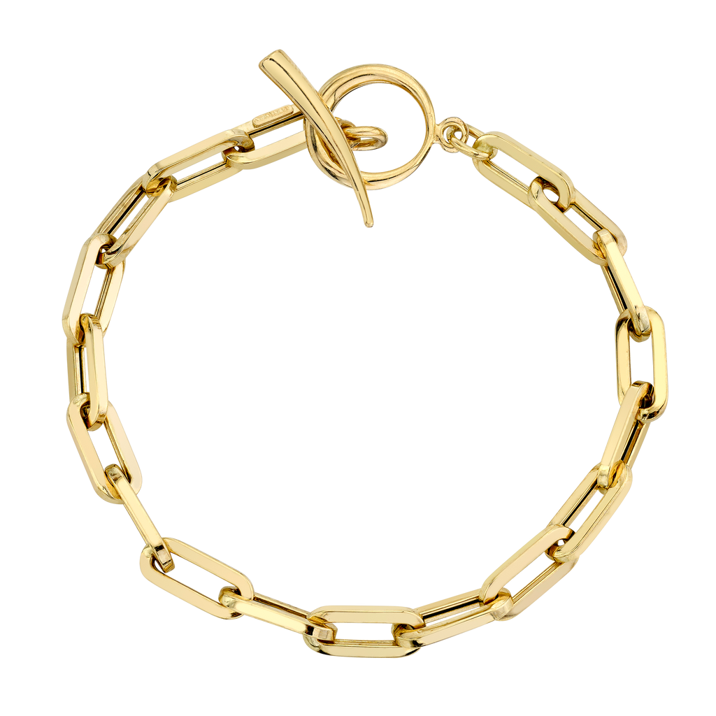 Rectangular Link Chain Bracelet with Tusk Clasp