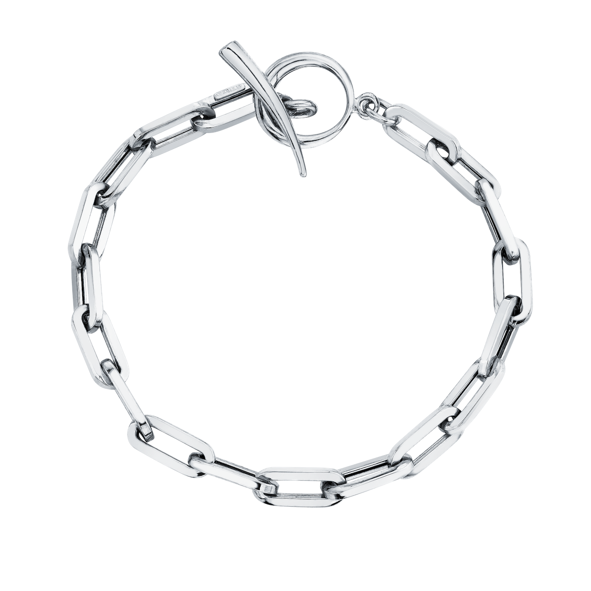 Rectangular Link Chain Bracelet with Tusk Clasp