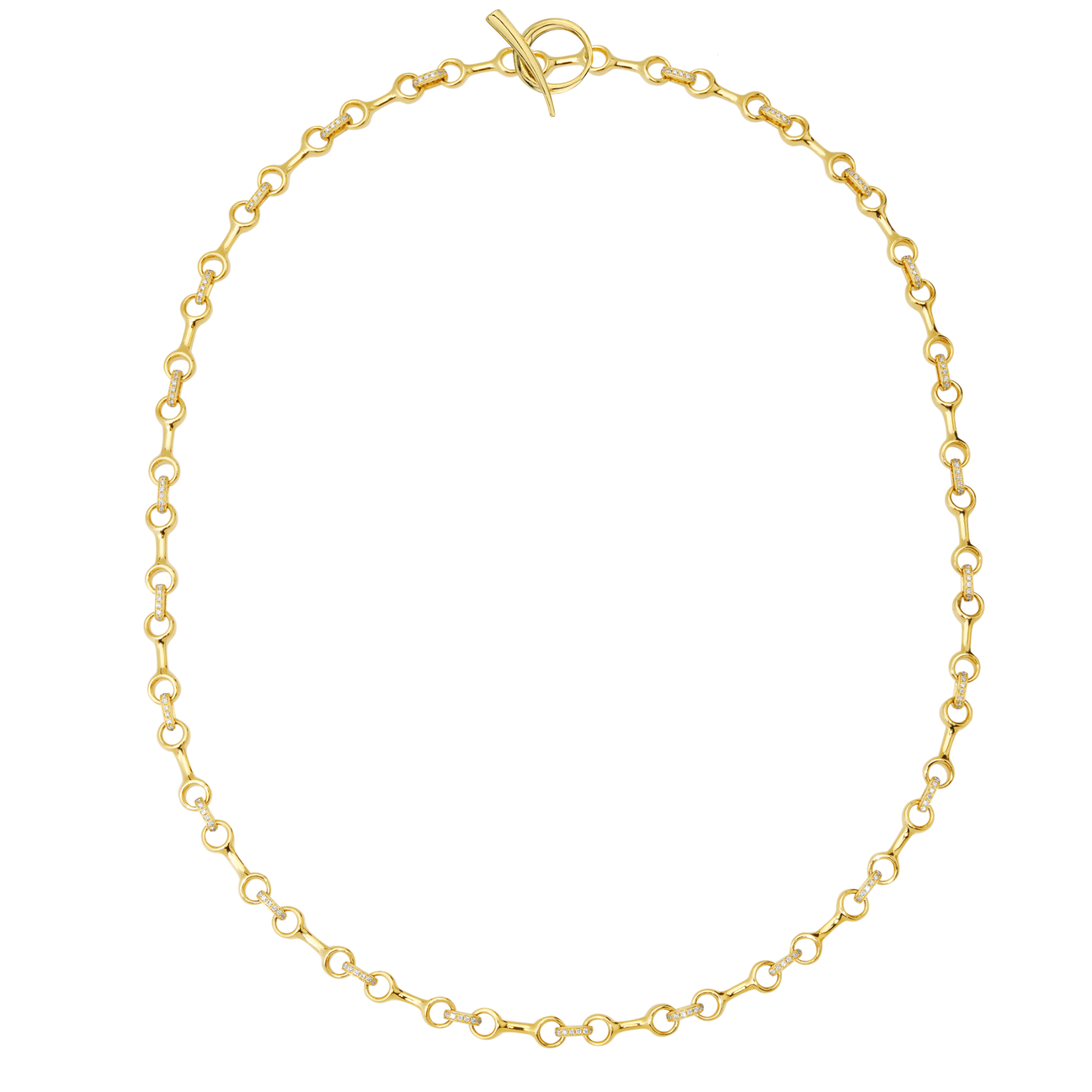 15 MM Double Beam Connector Necklace with Pave Diamonds