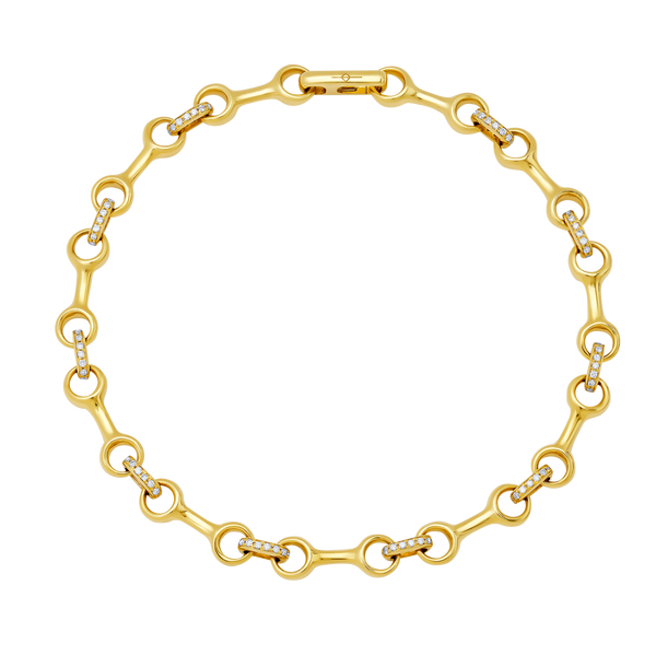 Mini Double Beam Chain Bracelet with Pave Connectors | Gabriela