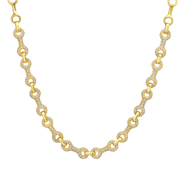 Mini Double Beam Continuo Chain Necklace with Pavé Links.