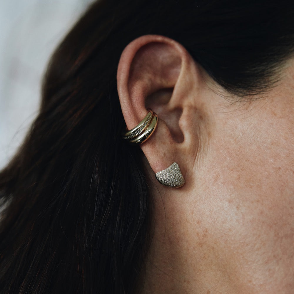 Small Apse Earrings with White Pavé Diamonds