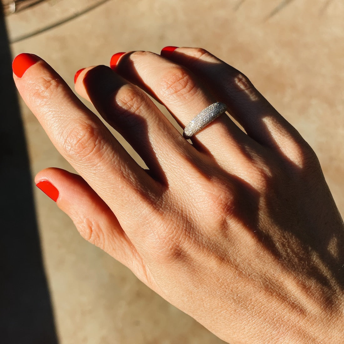 Thin Balloon Ring With White Pave Diamonds - Gabriela Artigas